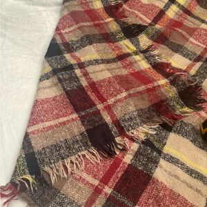 Plaid Fringe Blanket Scarf/wrap